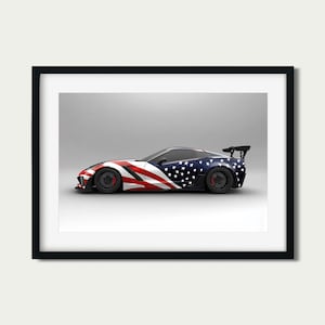 Patriotic ZR1 Corvette Printable | ZR1 Corvette | Sports Car Wall Décor | Auto Posters | Car Enthusiasts | Classic Car Illustration