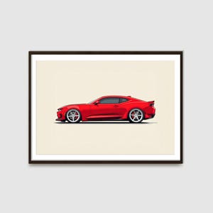 Red Camaro Illustration: Sports Car Art Print (Digital Download)