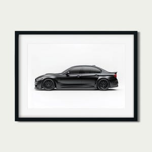 Matte Black BMW M3 Printable | BMW M3 Competition | Sports Car Wall Décor | Auto Posters | Car Enthusiasts | Classic Car Illustration