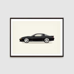 Black Camaro Art Print: 1993-2002 Classic Car Illustration (Digital Download)