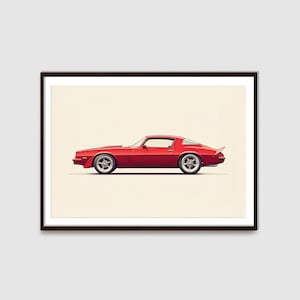 Red 1970s Chevy Camaro Art Print: Classic Car Poster (Digital Download)