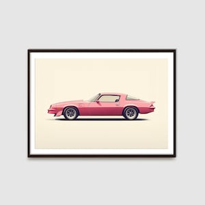Pink Chevy Camaro Printable | 1970-1981 Camaro | Sports Car Wall Décor | Auto Posters | Car Enthusiasts | Classic Car Illustration