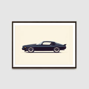 Black Chevy Camaro Printable | 1970-1981 Camaro | Sports Car Wall Décor | Auto Posters | Car Enthusiasts | Classic Car Illustration
