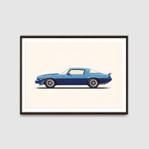 Blue 1970s Camaro Art Print: Classic Car Poster (Digital Download)