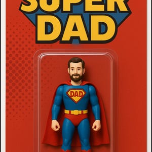Carte personnalisée super papa figurine articulée - Téléchargement imprimable pour la fête des pères | Cadeau DIY amusant pour papa