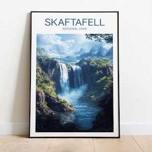 Poster di viaggio Skaftafell, Parco nazionale, poster Islanda, regalo di nozze, regalo di compleanno, testo personalizzato, regalo personalizzato, poster di viaggio