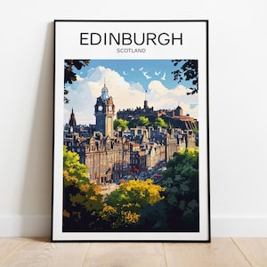 Edinburgh travel print, Scotland, Edinburgh poster, Edinburgh castle. Wedding gift, Birthday present, Custom Text, Personalised Gift,