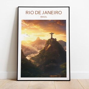 Rio de Janeiro Travel Poster, Brazil, Rio print, Rio poster, Rio illustration, Brazil poster, Birthday present, travel gift, Custom Text