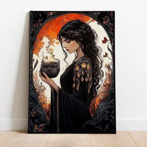 Hestia Greek Goddess of the Hearth and Home, Hestia Print, Vintage Wall Art, Hestia Poster Greek Mythology Art, Home Blessings, Poster Print