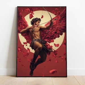 Eros Poster, Greek God Art, God of Love Print, Mythology Wall Art, Ancient Greece Decor, Cupid Artwork, Romantic Pagan Print, Wall Decor