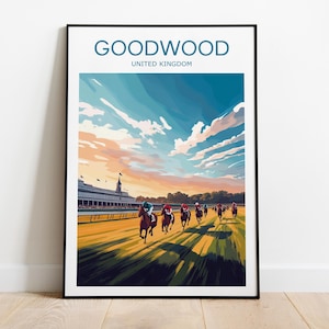 Goodwood racecourse print, United Kingdom, Goodwood poster, Goodwood print, Racing print, Birthday Present, Wedding gift, Travel Poster