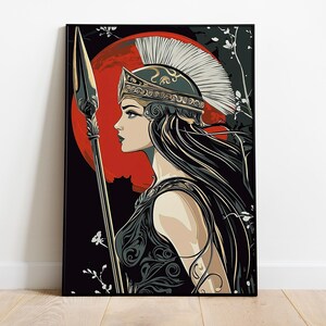 Athena Greek Goddess of War , Goddess Wall Art, Greek Mythology Art, Greek Goddess Poster, Poster Art Print, Goddess of Wisdom Poster Print