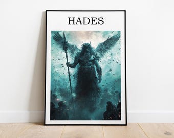 Hades Poster, Greek God Art, God of Underworld Print, Mythology Wall Art, Ancient Greece Decor, Dark Pagan Artwork, Gothic Myth Print, Decor