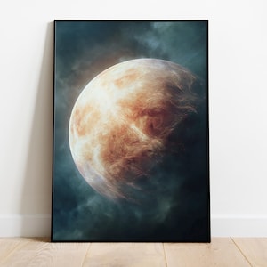 Venus Planet Poster, Digital Download, Space Wall Art, Venus Art Print, Modern Space Decor, Galaxy Room Poster, Planet Illustration, Venus