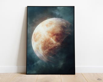 金星惑星ポスター、デジタルダウンロード、宇宙壁アート、金星アートプリント、モダンな宇宙装飾、銀河系ルームポスター、惑星イラスト、金星