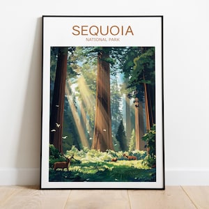 Sequoia travel poster, National Park, Sequoia print, Sequoia poster, Birthday present, Wedding gift, Custom Text, Personalised Gift