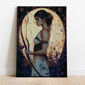 Artemis Greek Goddess of Hunting, Fantasy Art, Greek Mythology Print, Divine Feminine Art, Feminine Energy, Home Decor, Artemis Poster Print