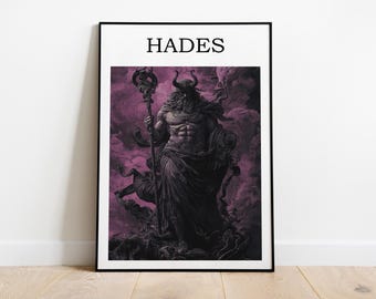 Hades Poster, Greek God Art, God of Underworld Print, Mythology Wall Art, Ancient Greece Decor, Dark Pagan Artwork, Gothic Myth Print, Decor