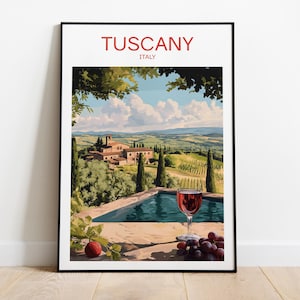 Reisposter Toscane, Italië, Toscane-afdruk, Toscane-poster, Toscane kunst, Italië afdrukken, Italië reisposter, reisafdruk, Italië poster