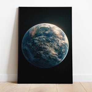 Earth Poster, Planet Earth Wall Art, Blue Marble Space Print, NASA Earth Photo, Digital Globe Decor, Astronomy Space Poster Download, Earth