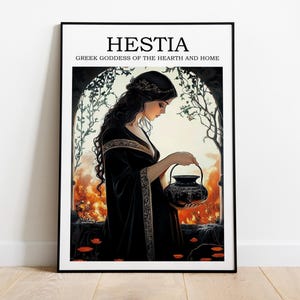 Hestia Greek Goddess of the Hearth and Home, Hestia Print, Vintage Wall Art, Hestia Poster Greek Mythology Art, Home Blessings, Poster Print