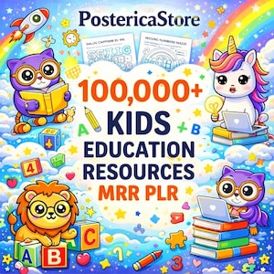 100,000+ Kids Education Printable Bundle , Coloring Pages, Worksheets, Games and Activities , PDF + Canva , Instant Download , MRR PLR,