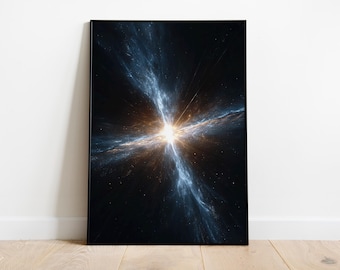 Pulsar Poster, Magnetar Star Print, Stellar Beam Art, Digital Space Decor, High Energy Starburst, Astrophysics Wall Download, Cosmic Poster