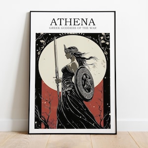 Athena Greek Goddess of War , Goddess Wall Art, Greek Mythology Art, Greek Goddess Poster, Poster Art Print, Goddess of Wisdom Poster Print
