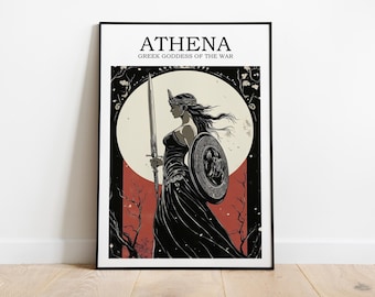 Athena Greek Goddess of War , Goddess Wall Art, Greek Mythology Art, Greek Goddess Poster, Poster Art Print, Goddess of Wisdom Poster Print