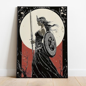 Athena Greek Goddess of War , Goddess Wall Art, Greek Mythology Art, Greek Goddess Poster, Poster Art Print, Goddess of Wisdom Poster Print