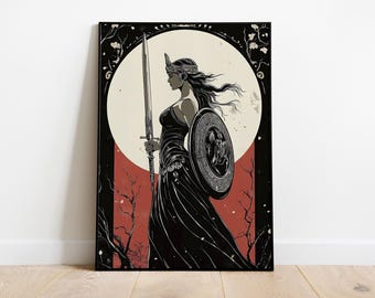 Athena Greek Goddess of War , Goddess Wall Art, Greek Mythology Art, Greek Goddess Poster, Poster Art Print, Goddess of Wisdom Poster Print