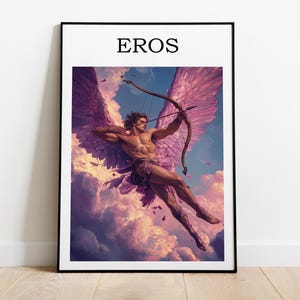 Eros Poster, Greek God Art, God of Love Print, Mythology Wall Art, Ancient Greece Decor, Cupid Artwork, Romantic Pagan Print, Wall Decor