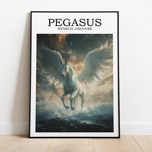 Pegasus Mythical Creatures Art, Fantasy Decor, Fantasy Creature, Fantasy Wall Art, Greek Mythology Print, Pegasus Wall Art, Pegasus Poster