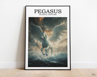 Pegaz Mityczne Stworzenia Sztuka, Dekoracja Fantasy, Stworzenie Fantasy, Sztuka Ścienna Fantasy, Wydruk Mitologii Greckiej, Sztuka Ścienna Pegaza, Plakat Pegaza