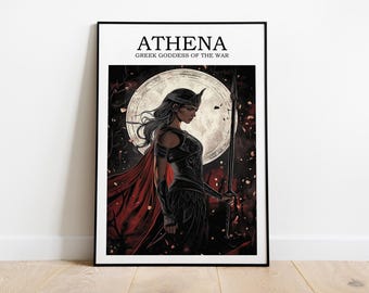 Athena Greek Goddess of War , Goddess Wall Art, Greek Mythology Art, Greek Goddess Poster, Poster Art Print, Goddess of Wisdom Poster Print