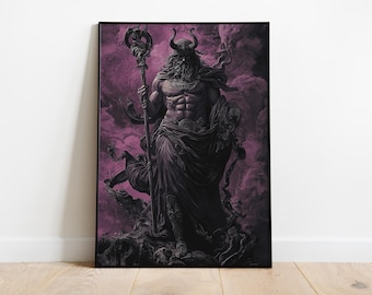 Hades Poster, Greek God Art, God of Underworld Print, Mythology Wall Art, Ancient Greece Decor, Dark Pagan Artwork, Gothic Myth Print, Decor