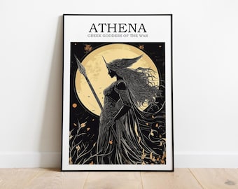 Athena Greek Goddess of War , Goddess Wall Art, Greek Mythology Art, Greek Goddess Poster, Poster Art Print, Goddess of Wisdom Poster Print