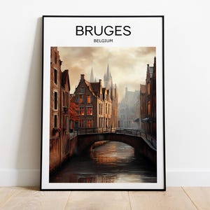 Stampa di viaggio di Bruges, Belgio, poster di Bruges, stampa di Bruges, regalo di nozze, testo personalizzato, regalo personalizzato, poster di viaggio, arte murale, Bruges
