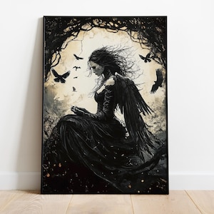 The Morrigan Goddess of War, Celtic Mythology, Mythology Wall Art, Celtic Art Print, Divine Feminine Art, Dark Fantasy Art, Goddess Poster