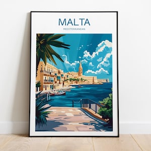Malta Travel Poster, Mediterranean , Malta print, Malta poster, Wedding gift, Birthday present, Custom Text, Personalised Gift, Poster, Gift