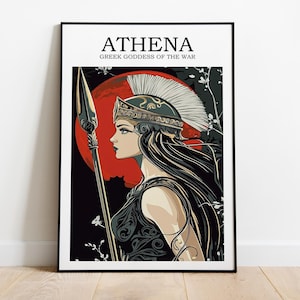 Athena Greek Goddess of War , Goddess Wall Art, Greek Mythology Art, Greek Goddess Poster, Poster Art Print, Goddess of Wisdom Poster Print