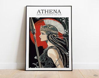 Athena Greek Goddess of War , Goddess Wall Art, Greek Mythology Art, Greek Goddess Poster, Poster Art Print, Goddess of Wisdom Poster Print