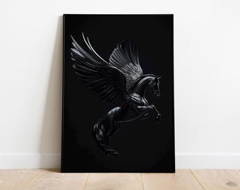 Pegaz Mityczne Stworzenia Sztuka, Dekoracja Fantasy, Stworzenie Fantasy, Sztuka Ścienna Fantasy, Wydruk Mitologii Greckiej, Sztuka Ścienna Pegaza, Plakat Pegaza