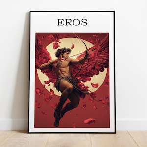 Eros Poster, Greek God Art, God of Love Print, Mythology Wall Art, Ancient Greece Decor, Cupid Artwork, Romantic Pagan Print, Wall Decor