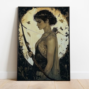 Artemis Greek Goddess of Hunting, Fantasy Art, Greek Mythology Print, Divine Feminine Art, Feminine Energy, Home Decor, Artemis Poster Print