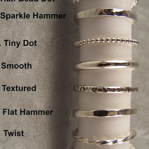 Stacking Ring Solid 925 Sterling Silver Various Textures You Choose One