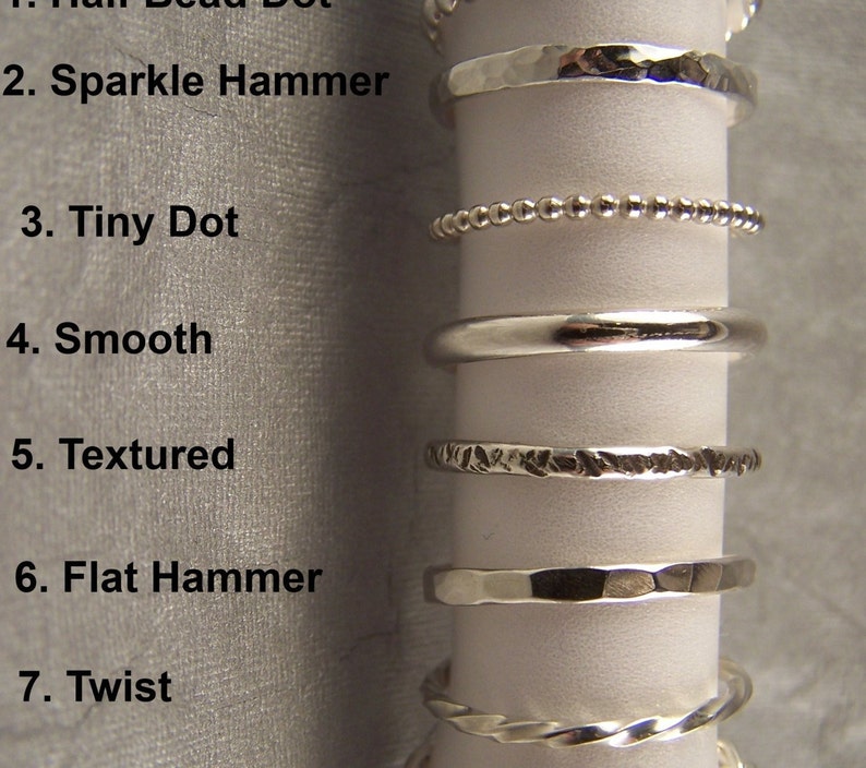 Stacking Ring Solid 925 Sterling Silver Various Textures You Choose One 