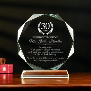 Personalized Employee Crystal Awards, Custom Achievement Glass Trophy, 6&quot; Appreciation Plaques with Gift Box, Laser Engraved