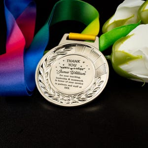 Personalized Thank You Award Medal, Custom Medal With Your Message or Logo, Tournaments and Competition Gift