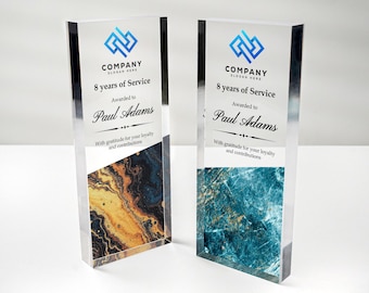 Personalized Acrylic Award Plaque Gift, Custom Clear Trophy Award for Leadership, Engraved Employee Recognition Keepsake